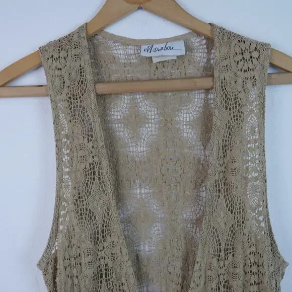 Vintage S M Lace Vest Longline Duster Shabby Chic Boho Hippy Festival Romantic - Picture 5 of 11